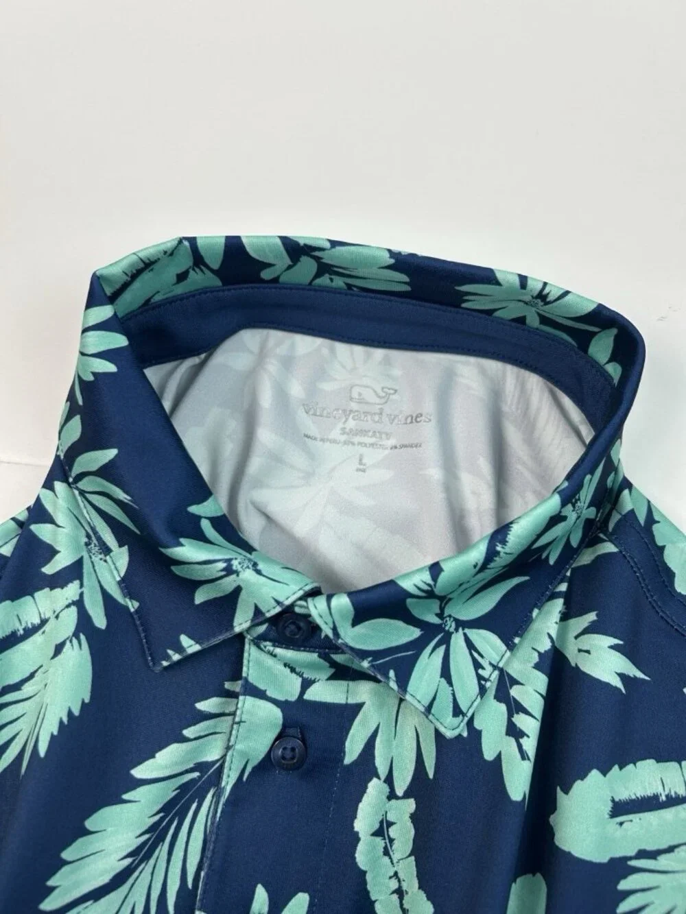 Vineyard Vines OTG Sankaty Polo Boys Size Large Floral AOP Blue Green